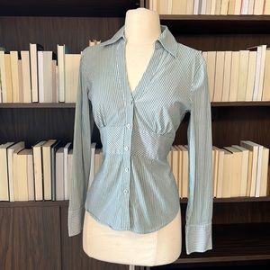 Express Green & White Striped Button Down